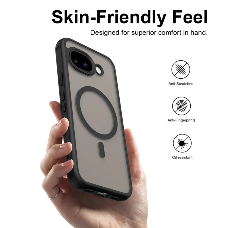 Indkøb i bulk af Google Pixel 11a magnetisk hylster mod fald, matdækket PC + TPU telefonbeskytning - Sort