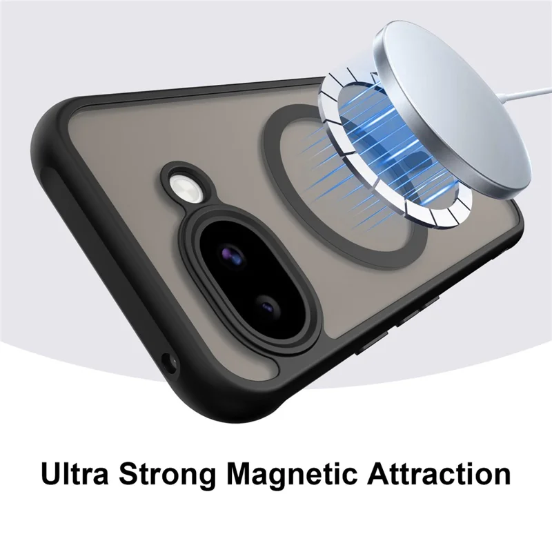 Indkøb i bulk af Google Pixel 11a magnetisk hylster mod fald, matdækket PC + TPU telefonbeskytning - Sort