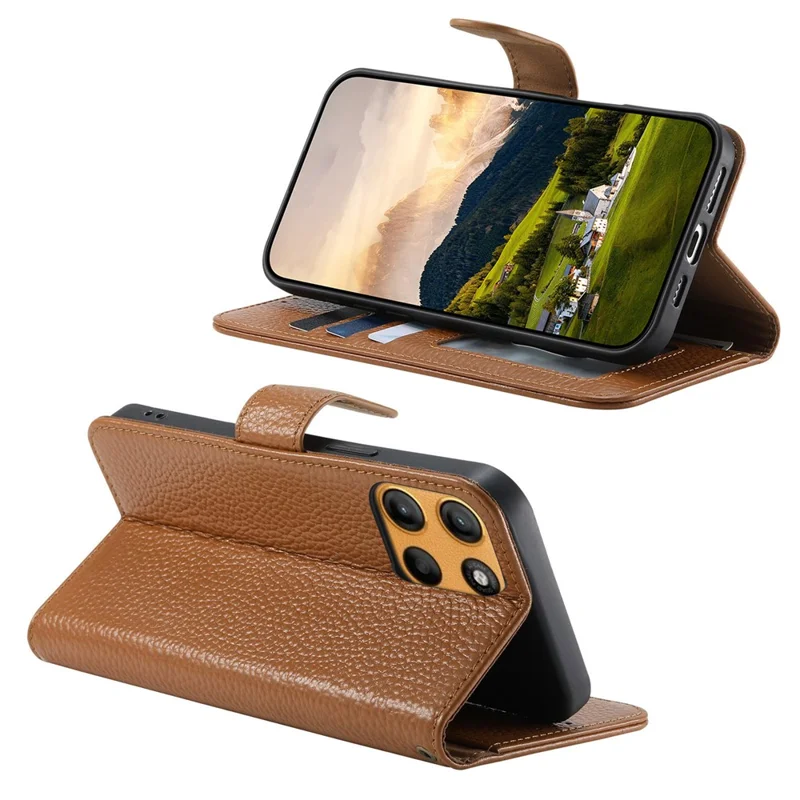 For Motorola Moto G86 5G / G86 Power 5G Case RFID Blocking Wallet Split Leather Phone Cover - Brown