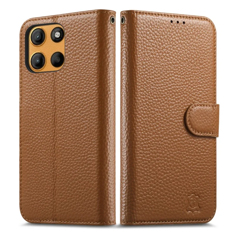 For Motorola Moto G86 5G / G86 Power 5G Case RFID Blocking Wallet Split Leather Phone Cover - Brown