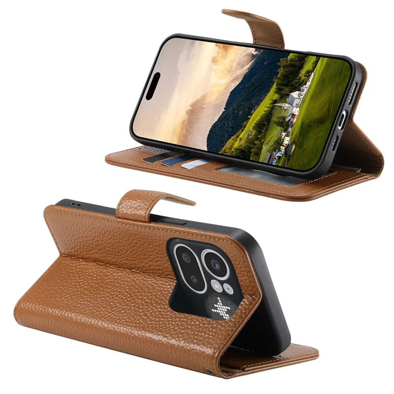 Etui na Nothing Phone (4a) Pro Etui portfelowe z blokadą RFID ze skóry rozdzielonego - Brązowe