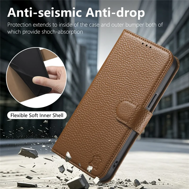 Etui na Nothing Phone (4a) Pro Etui portfelowe z blokadą RFID ze skóry rozdzielonego - Brązowe