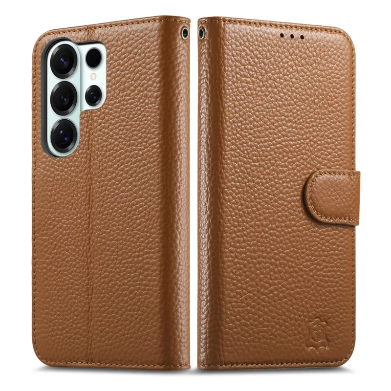For Samsung Galaxy S25 Ultra Case RFID Blocking Wallet Split Leather Phone Cover - Brown
