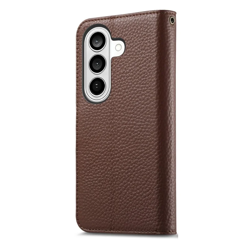 For Samsung Galaxy S25 FE Case RFID Blocking Wallet Split Leather Phone Cover - Dark Brown