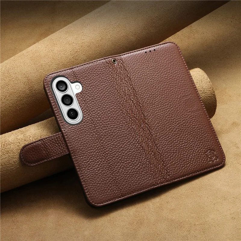 For Samsung Galaxy S25 FE Case RFID Blocking Wallet Split Leather Phone Cover - Dark Brown