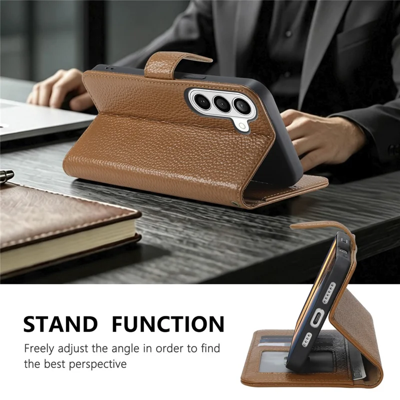 For Samsung Galaxy A27 5G Case RFID Blocking Wallet Split Leather Phone Cover - Brown
