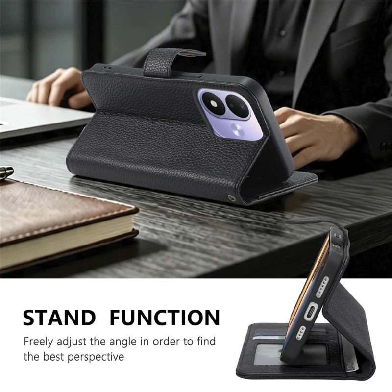 Phone Case for Xiaomi Redmi Note 17 4G (Global) / Note 17 5G (Global) / Note 17 (India / China) 5G , RFID Blocking Wallet Split Leather Cover - Black