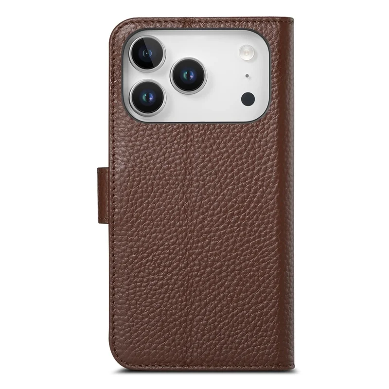 For iPhone 18 Pro Max / 17 Pro Max Case RFID Blocking Wallet Split Leather Phone Cover - Dark Brown