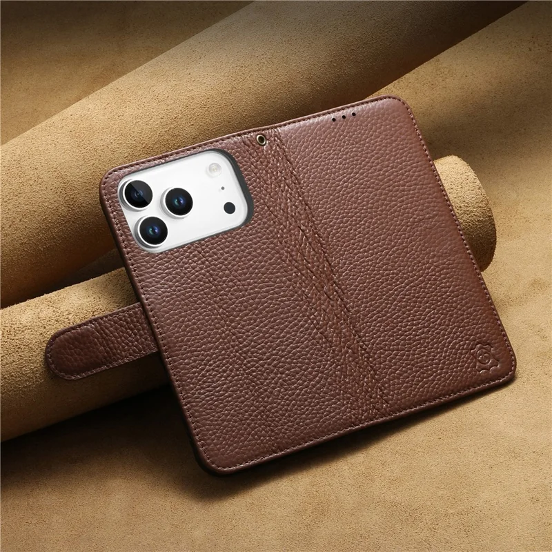 For iPhone 18 Pro Max / 17 Pro Max Case RFID Blocking Wallet Split Leather Phone Cover - Dark Brown