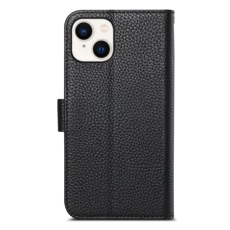 For iPhone 15 Case RFID Blocking Wallet Split Leather Phone Cover - Black