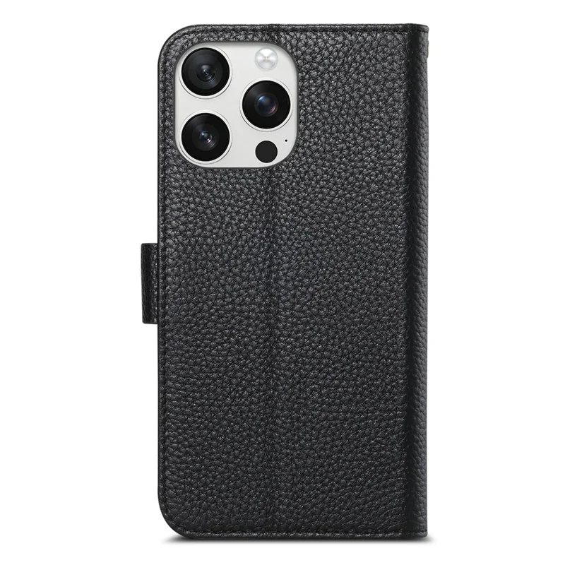 For iPhone 15 Pro Max Case RFID Blocking Wallet Split Leather Phone Cover - Black
