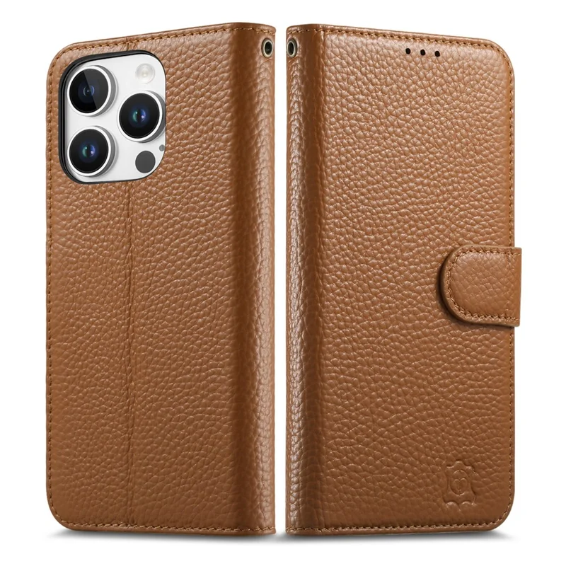 For iPhone 13 Pro Max Case RFID Blocking Wallet Split Leather Phone Cover - Brown