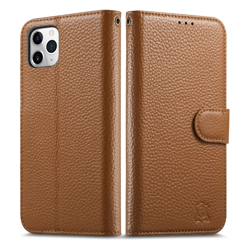For iPhone 12 Pro Max Case RFID Blocking Wallet Split Leather Phone Cover - Brown