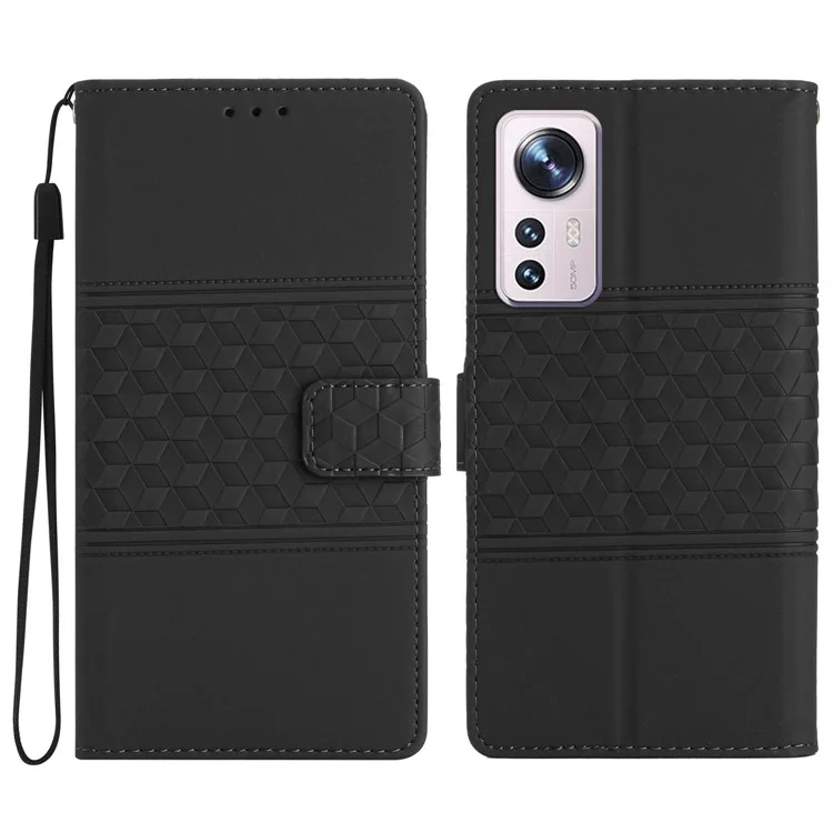 Pour Xiaomi 12 Lite 5g-touch-touch Sensation de Téléphone Portefeuille du Portefeuille Retro Modèle Imprimé en Cuir Étui de Téléphone Mobile Résistant Aux Rayures - le Noir