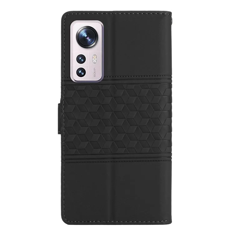 Pour Xiaomi 12 Lite 5g-touch-touch Sensation de Téléphone Portefeuille du Portefeuille Retro Modèle Imprimé en Cuir Étui de Téléphone Mobile Résistant Aux Rayures - le Noir