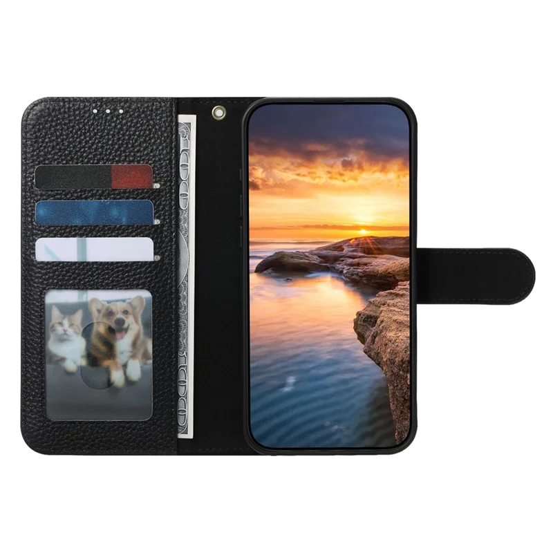Fodral för Nothing Phone (4b) med RFID-skydd, plånbok, splittrutig läderfodral - Svart