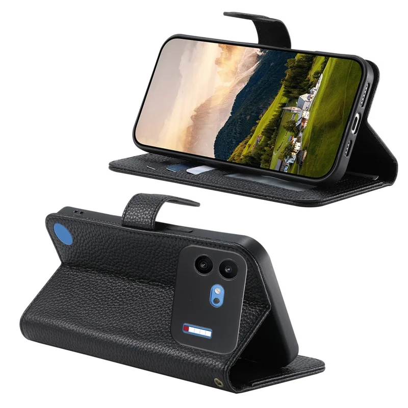 Fodral för Nothing Phone (4b) med RFID-skydd, plånbok, splittrutig läderfodral - Svart