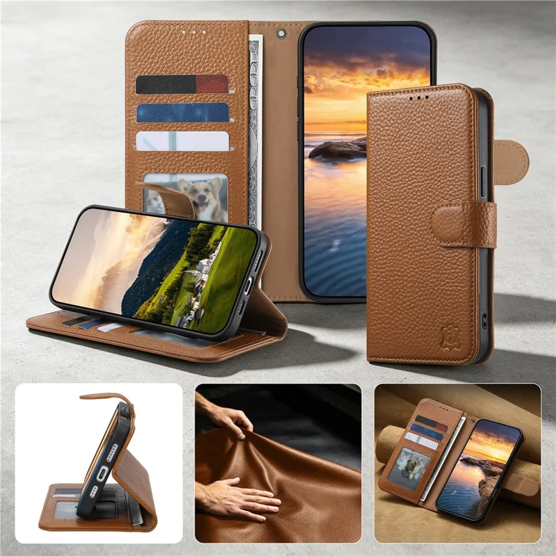 Чехол для Nothing Phone (4b) с RFID-защитой, бумажник, расщепленная кожа - Коричневый