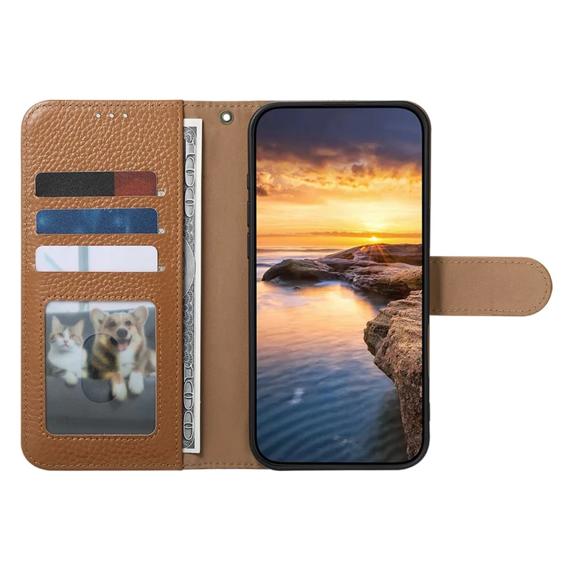 Чехол для Nothing Phone (4b) с RFID-защитой, бумажник, расщепленная кожа - Коричневый