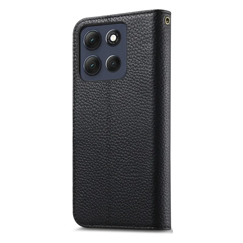 Für Motorola Edge 70 Pro 5G Hülle mit RFID-Schutz, Brieftasche aus Spaltleder, Handyhülle - Schwarz