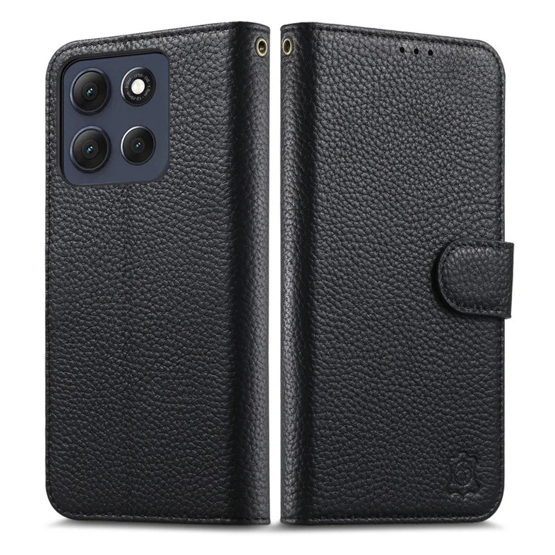 Für Motorola Edge 70 Pro 5G Hülle mit RFID-Schutz, Brieftasche aus Spaltleder, Handyhülle - Schwarz