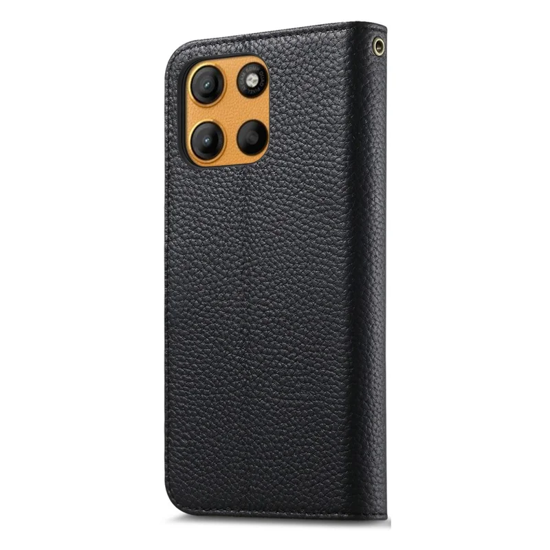 غطاء هاتف لـ Motorola Edge 60 Neo 5G مع محفظة وتقنية حجب RFID من جلد السبليت - أسود