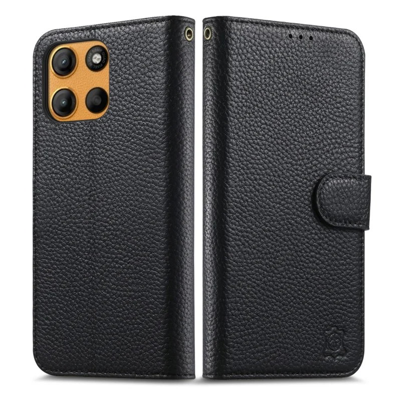 غطاء هاتف لـ Motorola Edge 60 Neo 5G مع محفظة وتقنية حجب RFID من جلد السبليت - أسود