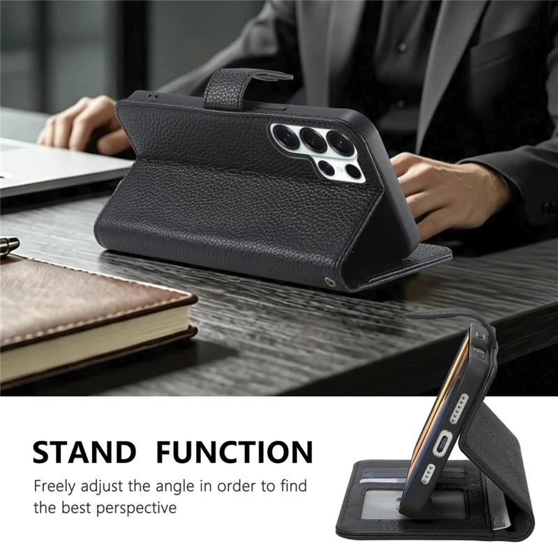 For Samsung Galaxy S24 Ultra Case RFID Blocking Wallet Split Leather Phone Cover - Black