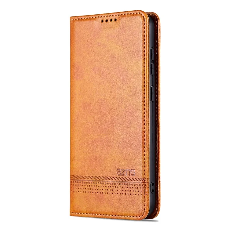 AZNS For Samsung Galaxy S23+ Cowhide Texture Phone Case PU Leather Adjustable Stand Wallet Magnetic Auto-absorbed Cover - Brown