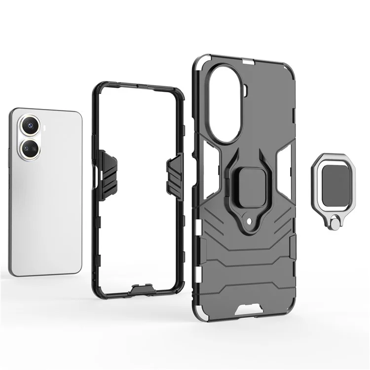 Carcasa protectora para Huawei nova 10 SE 4G Anillo Soporte para teléfono Funda Móvil PC+TPU - Negro