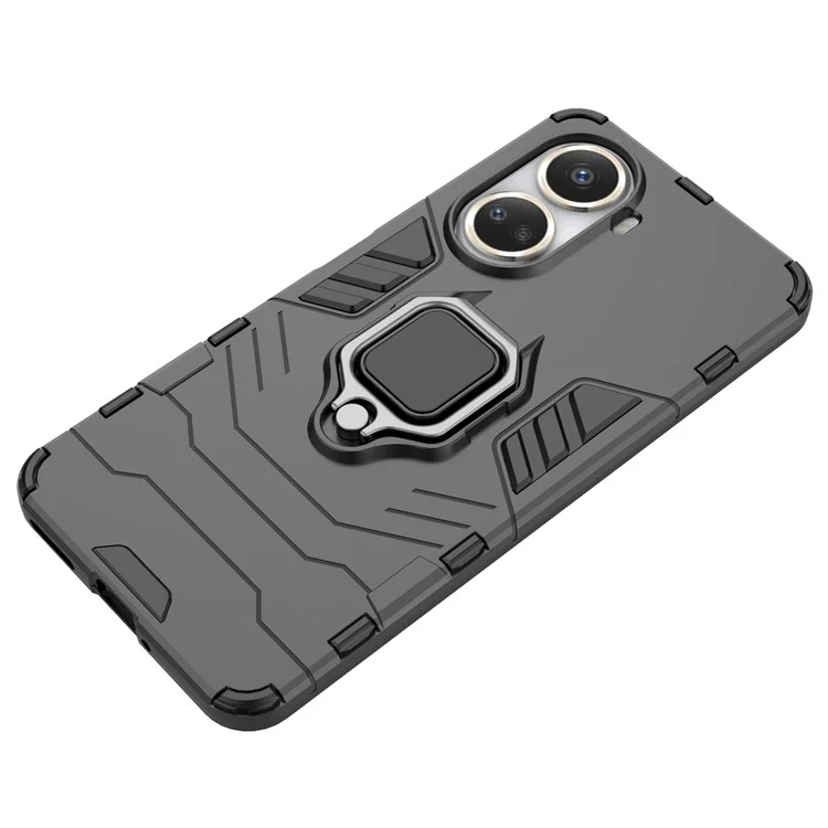 Carcasa protectora para Huawei nova 10 SE 4G Anillo Soporte para teléfono Funda Móvil PC+TPU - Negro
