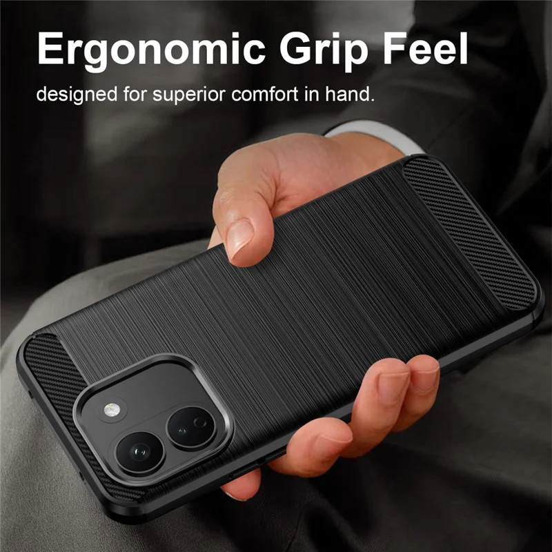 For Xiaomi Redmi Note 17 Pro Max 5G / Note 17 Pro+ 5G TPU Case Protective Phone Cover Carbon Fiber Texture Brushed - Black