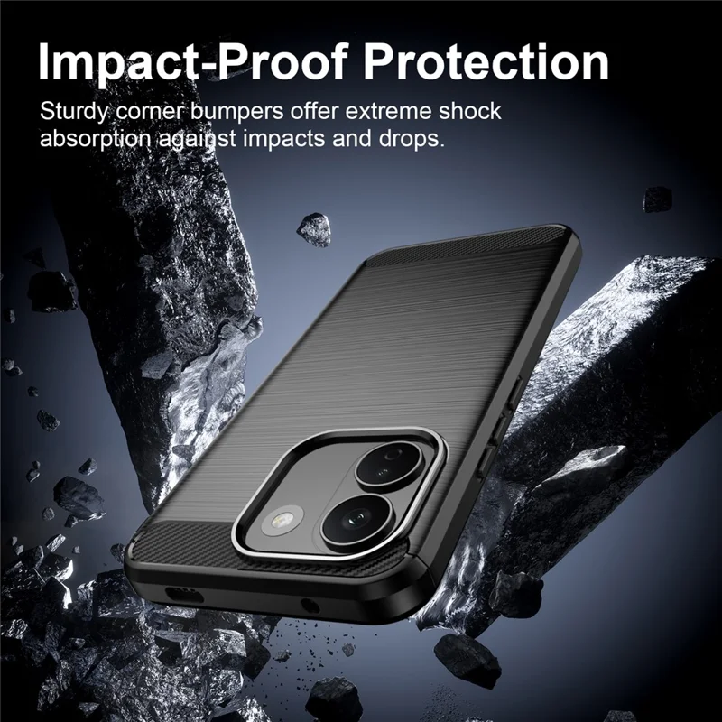 For Xiaomi Redmi Note 17 Pro Max 5G / Note 17 Pro+ 5G TPU Case Protective Phone Cover Carbon Fiber Texture Brushed - Black