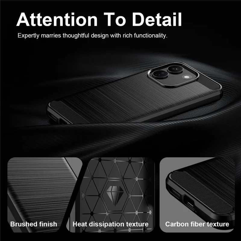 For Xiaomi Redmi Note 17 Pro Max 5G / Note 17 Pro+ 5G TPU Case Protective Phone Cover Carbon Fiber Texture Brushed - Black