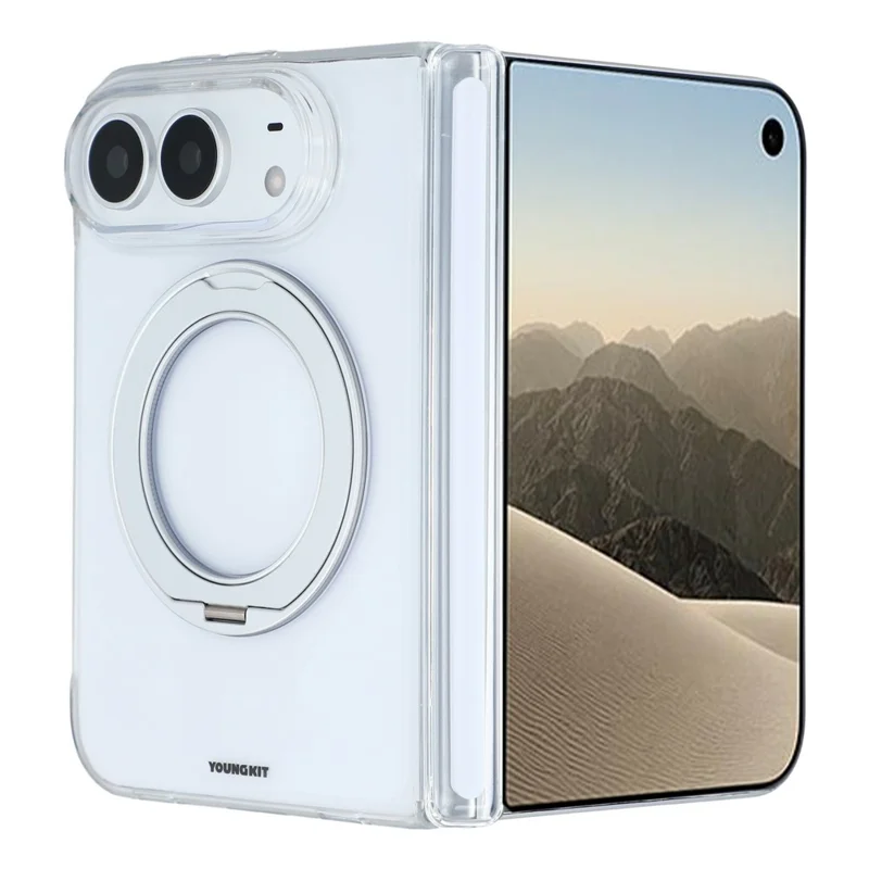 YOUNGKIT für iPhone Duo Magnetische Hülle PC-Handyhülle mit drehbarem Ständer – Transparent