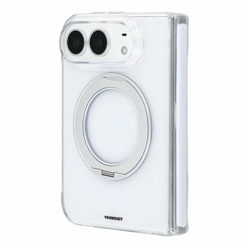 YOUNGKIT für iPhone Duo Magnetische Hülle PC-Handyhülle mit drehbarem Ständer – Transparent