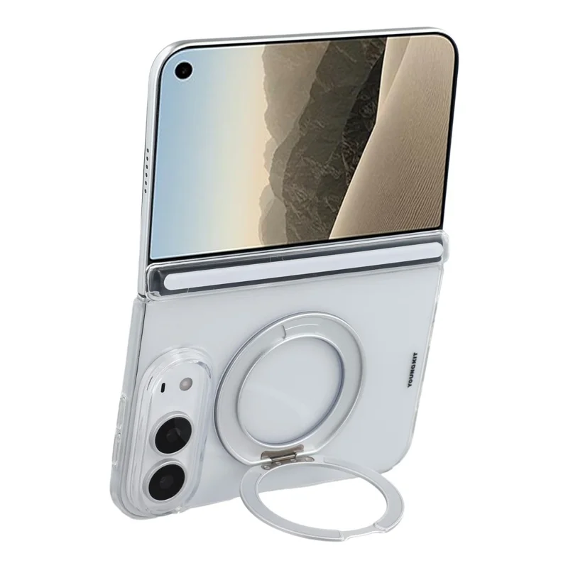 YOUNGKIT für iPhone Duo Magnetische Hülle PC-Handyhülle mit drehbarem Ständer – Transparent