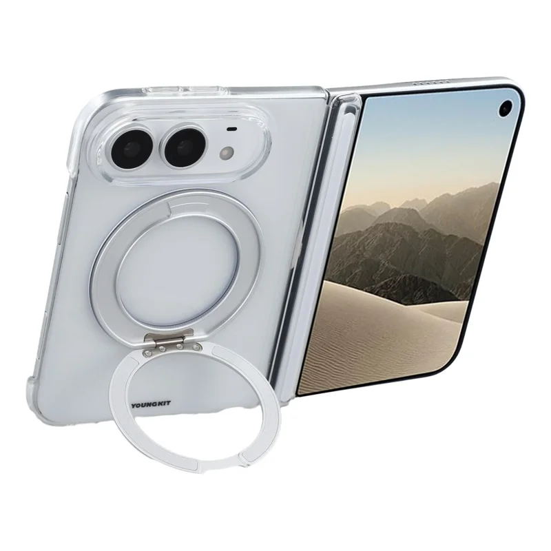 YOUNGKIT für iPhone Duo Magnetische Hülle PC-Handyhülle mit drehbarem Ständer – Transparent