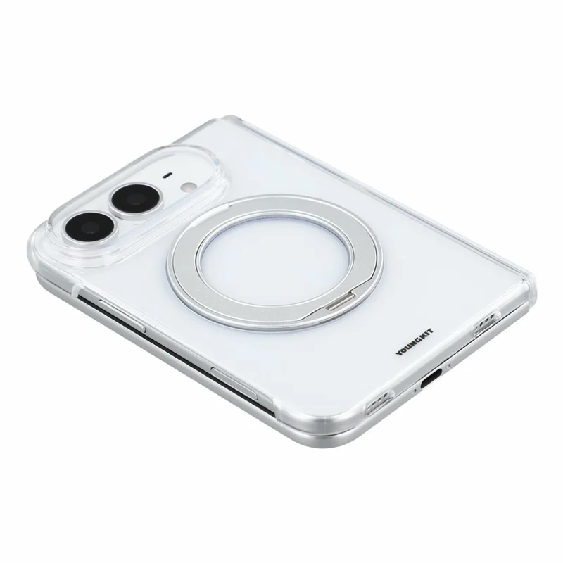 YOUNGKIT für iPhone Duo Magnetische Hülle PC-Handyhülle mit drehbarem Ständer – Transparent