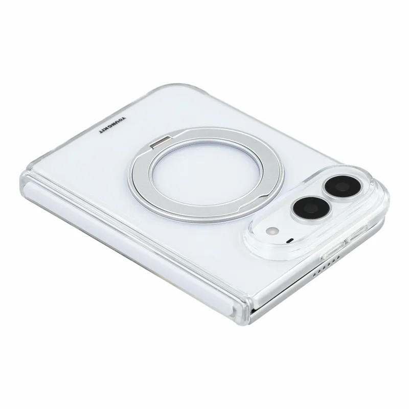 YOUNGKIT für iPhone Duo Magnetische Hülle PC-Handyhülle mit drehbarem Ständer – Transparent