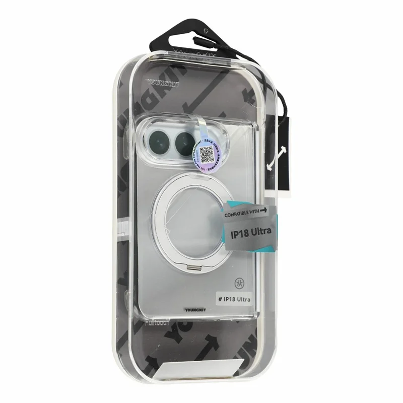 YOUNGKIT für iPhone Duo Magnetische Hülle PC-Handyhülle mit drehbarem Ständer – Transparent