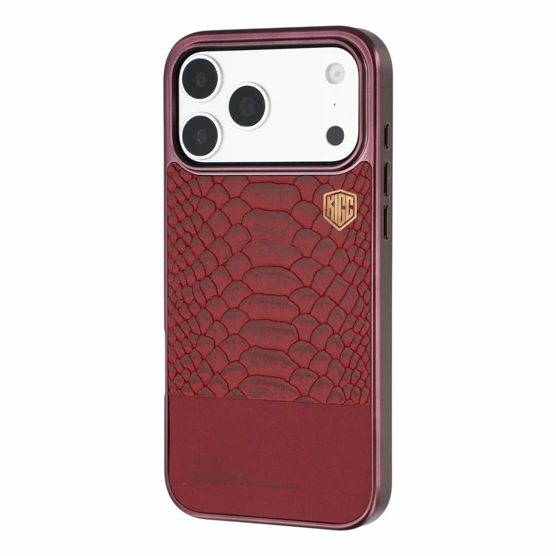 KIGC for iPhone 18 Pro Max / 17 Pro Max Magnetic Case Electroplated Hybrid Phone Cover Crocodile Texture - Orange