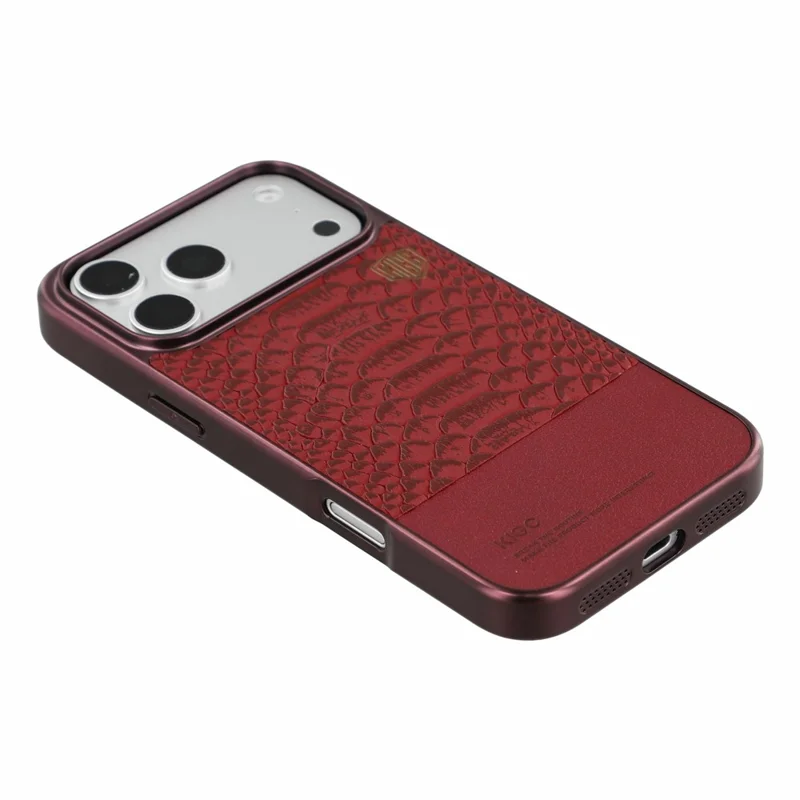 KIGC for iPhone 18 Pro Max / 17 Pro Max Magnetic Case Electroplated Hybrid Phone Cover Crocodile Texture - Orange