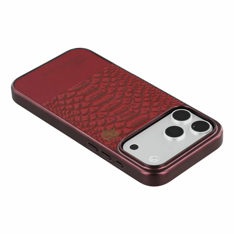 KIGC for iPhone 18 Pro Max / 17 Pro Max Magnetic Case Electroplated Hybrid Phone Cover Crocodile Texture - Orange