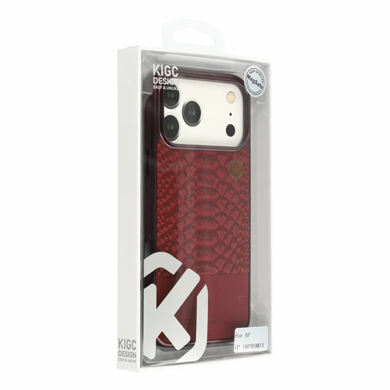 KIGC for iPhone 18 Pro Max / 17 Pro Max Magnetic Case Electroplated Hybrid Phone Cover Crocodile Texture - Orange