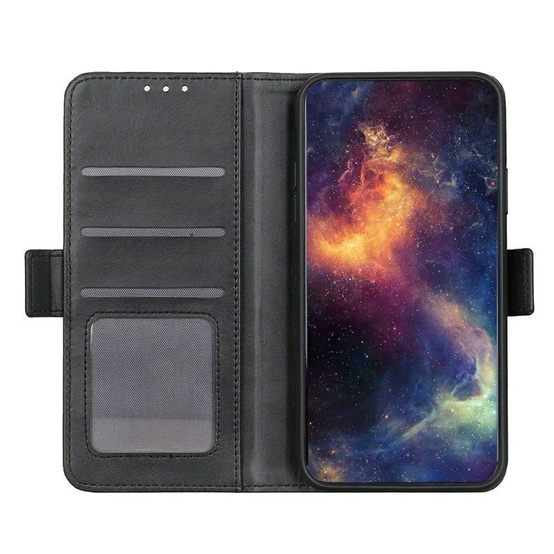 For Xiaomi Redmi Note 17 Pro Max 5G Case Stand Cowhide Texture PU Leather Phone Cover - Black