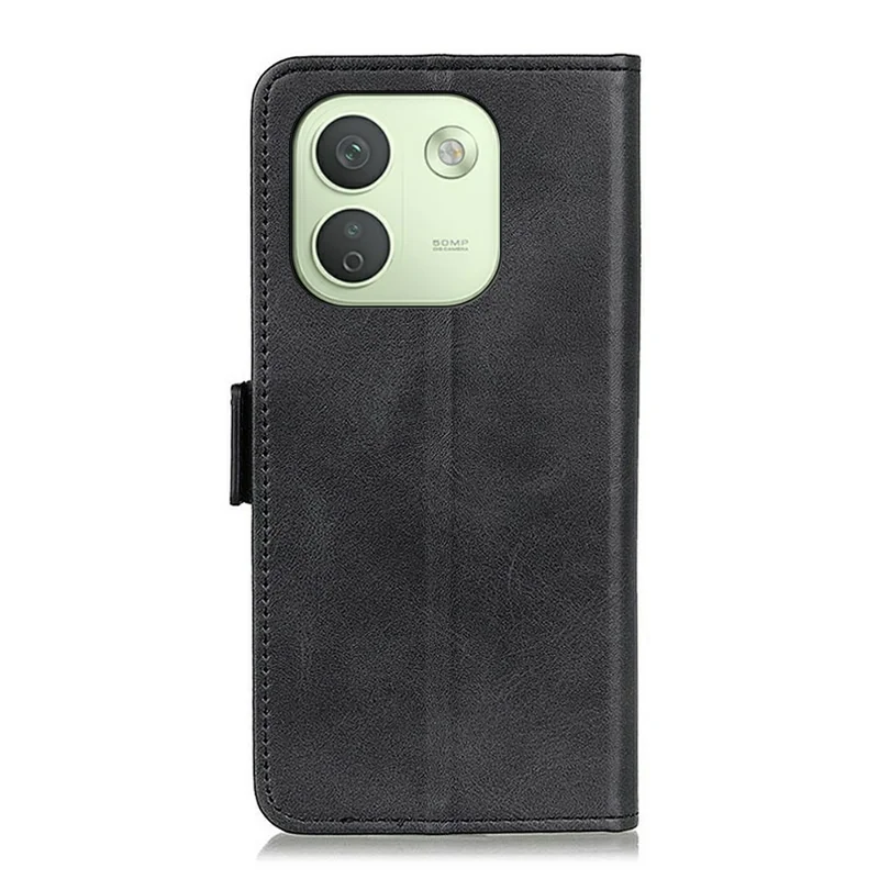 For Xiaomi Redmi Note 17 Pro Max 5G Case Stand Cowhide Texture PU Leather Phone Cover - Black