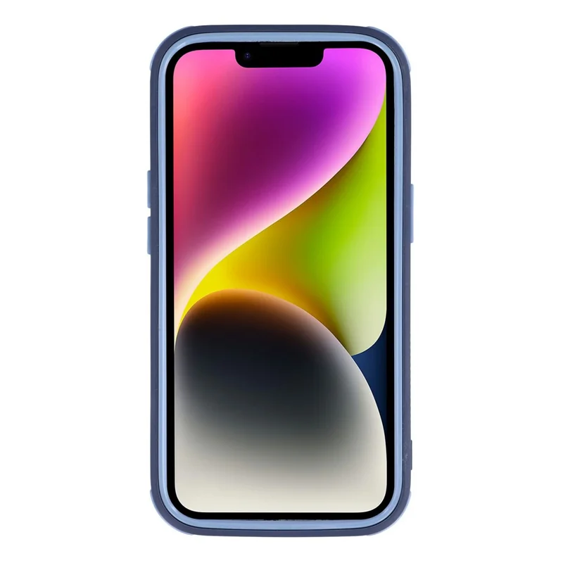For iPhone 15 Plus / 14 Plus Case Rotating Magnetic Kickstand TPU + Acrylic Shockproof Phone Cover - Dark Blue