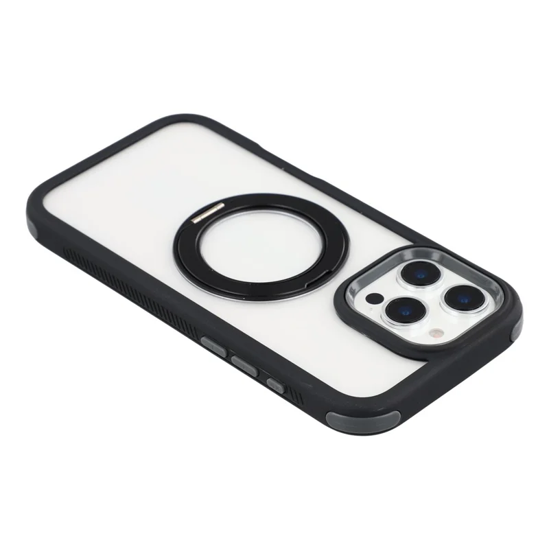 For iPhone 14 Pro Max Case Rotating Magnetic Kickstand TPU + Acrylic Shockproof Phone Cover - Black