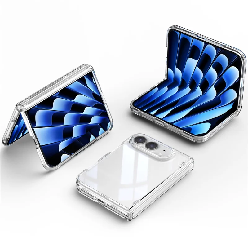 Voor iPhone Duo Hoesje met Gehard Glas Schermbeschermer Scharnier Versterkt Anti Val Opvouwbaar Telefoonhoesje - Transparant